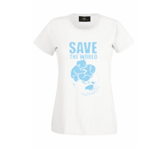 Camiseta de mujer 'Save the world', de Guts & Love (30 euros, beneficios íntegros a WWF Australia).