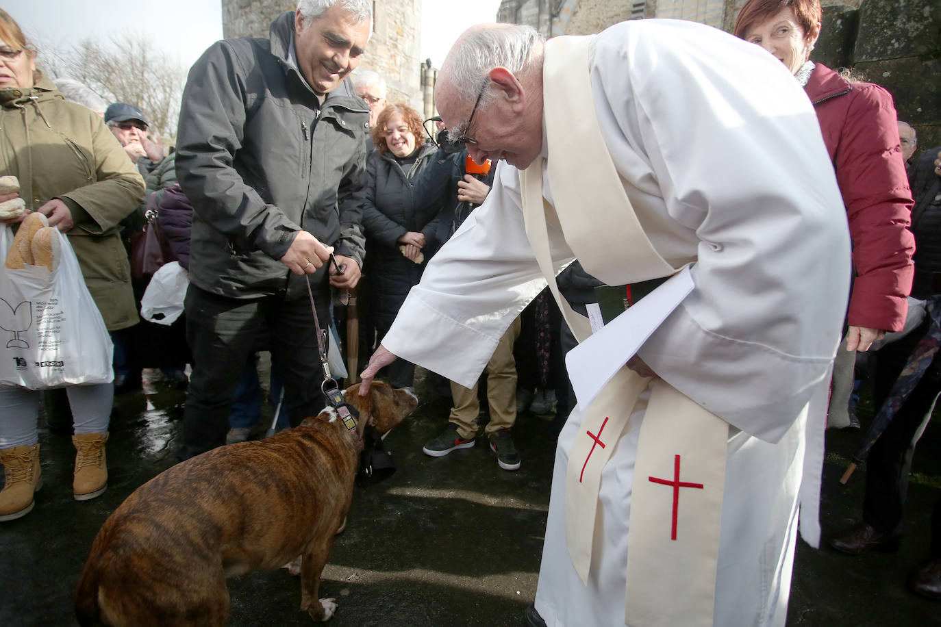 Numerosos fieles acudieron a Urkiola en el día de San Antonio para bendecir a sus mascotas.