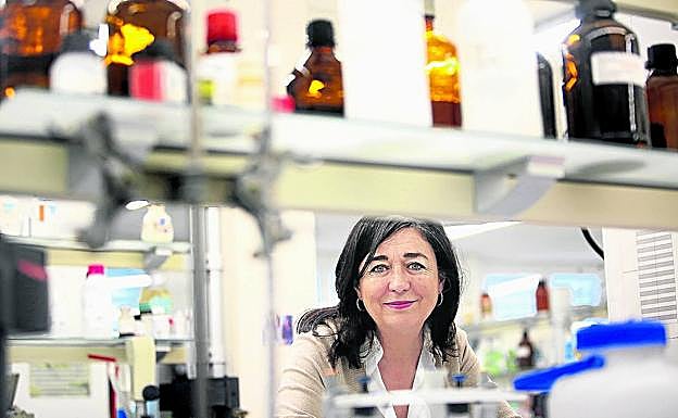 Yolanda Díez posa en los laboratorios del área de Salud y Consumo, ubicados en el histórico edificio de Harino Panadera en Irala.