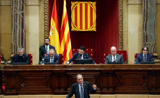 Quim torra, interviene en el Parlament.