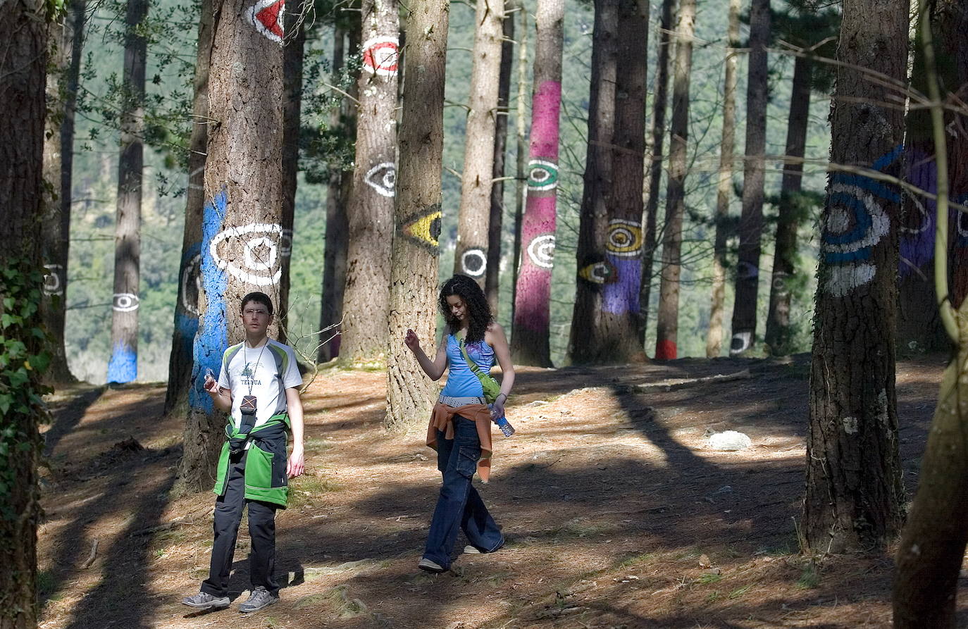 Una pareja disfruta del buen tiempo en el bosque de Oma.