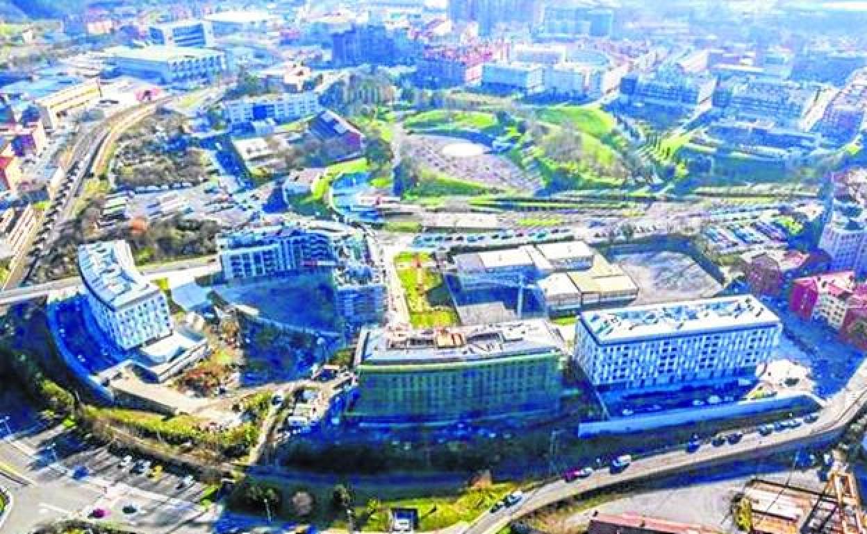 Vista aérea del nuevo barrio de Sarratu, una de las zonas en plena expansión de Basauri. 