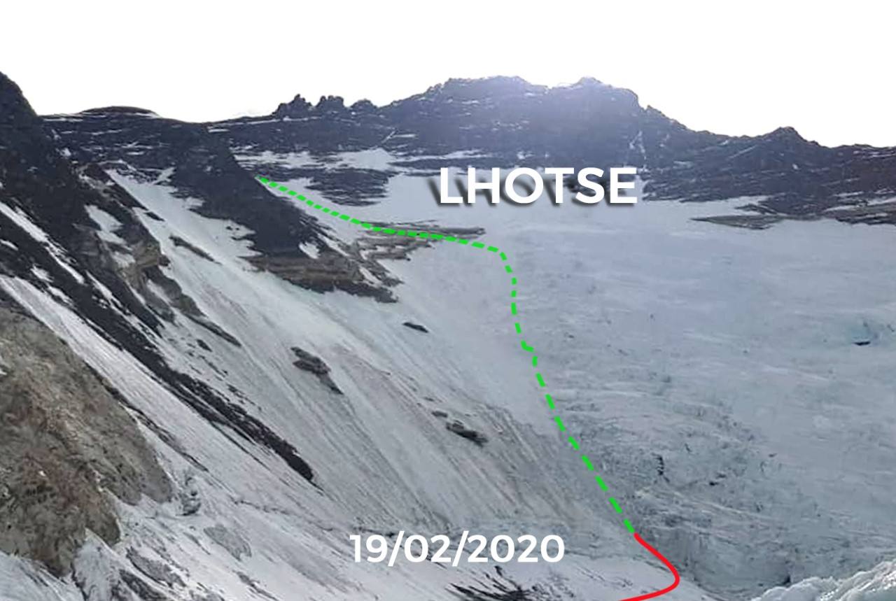 La pared del Lhotse con apenas una semana de diferencia. Una pelada y la otra cargada de nieve.