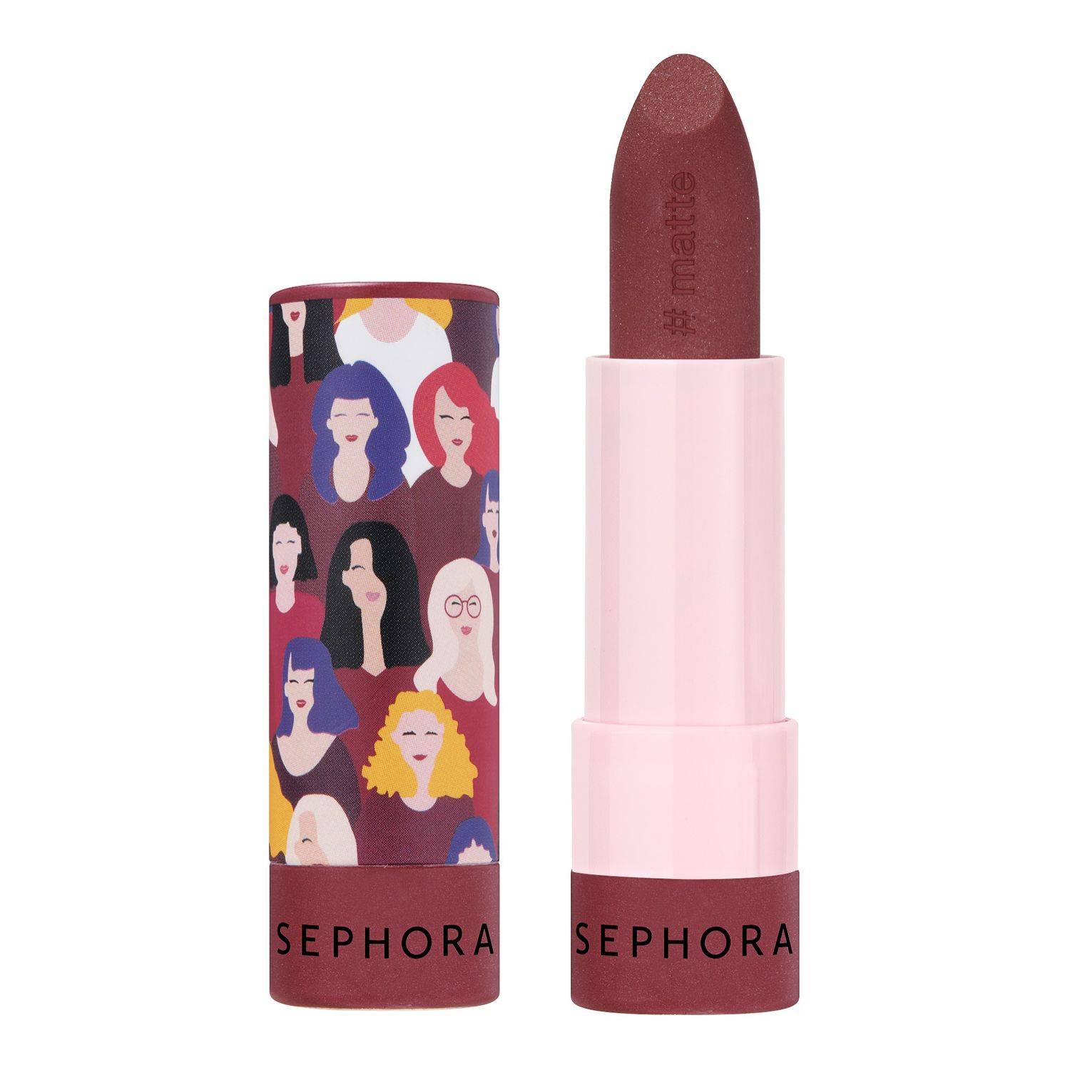 Cinco mujeres han desarrollado para Sephora una colección de barras de labios de edición limitada, exclusivas y solidarias para celebrar el poder de las mujeres. El 100% de los beneficios de su venta se destinarán a colaborar con la asociación Aterlier By ISEM. En la imagen, una de las barras de labios customizada, a la venta por 8,95 euros en los 'corners' de El Corte Inglés y en la tienda de la calle Don Diego López de Haro 40 de Bilbao.