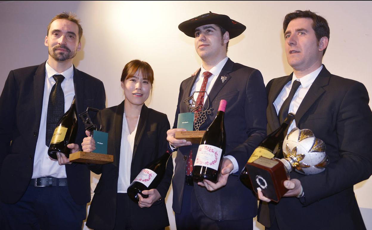 Rodrigo Andaur, Haemin Song, Esteban Franco García y Luis Gómez, los ganadores del Campeonado de Sumillería de Euskadi. 