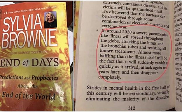 Página del libro de Sylvia Browne con la supuesta predicción.