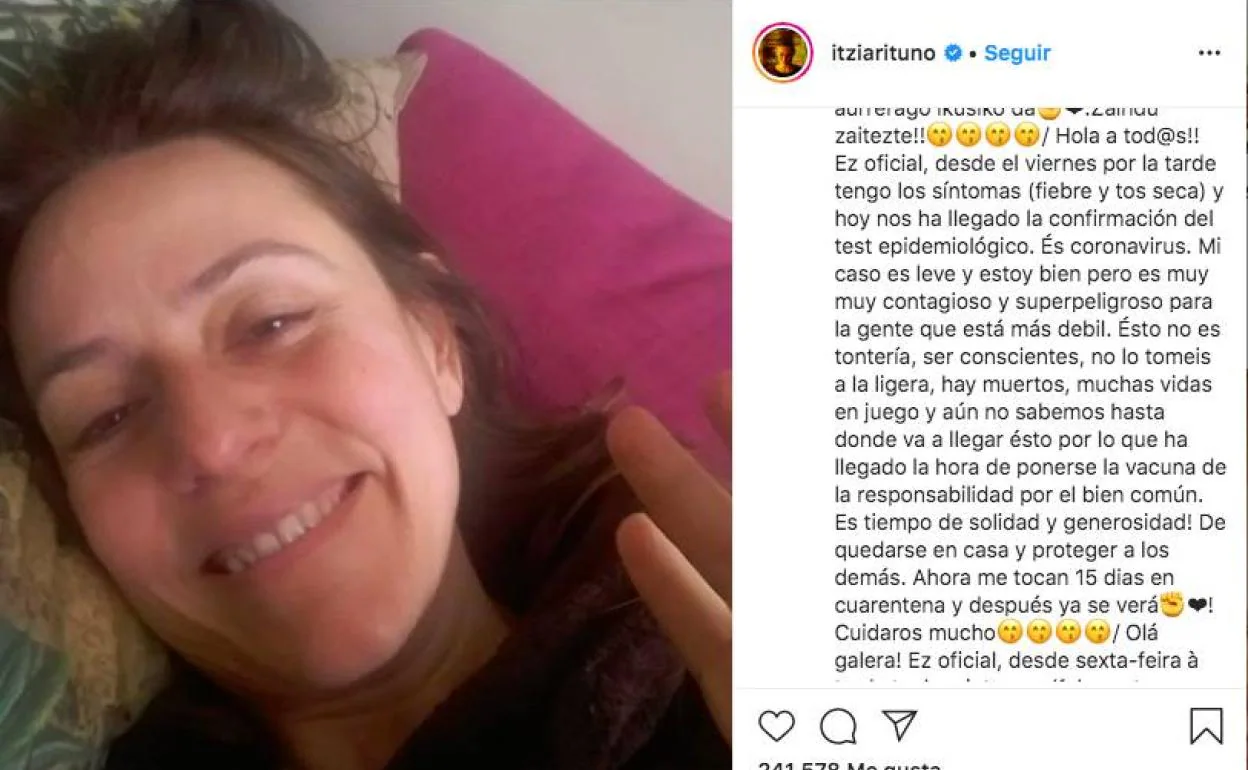 Itziar Ituño ha desvelado su positivo por coronavirus en su cuenta de Instagram, con dos millones y medio de seguidores.