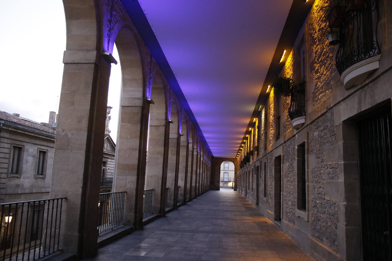 Fotos: El azul ilumina rincones emblemáticos de Vitoria para reconocer la labor de los sanitarios
