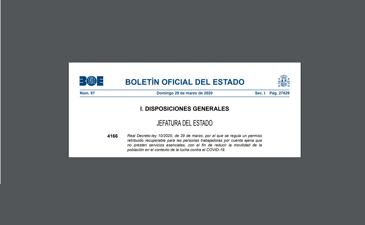 BOE | Orden ministerial del 29 de marzo 2020: Este es el documento aprobado