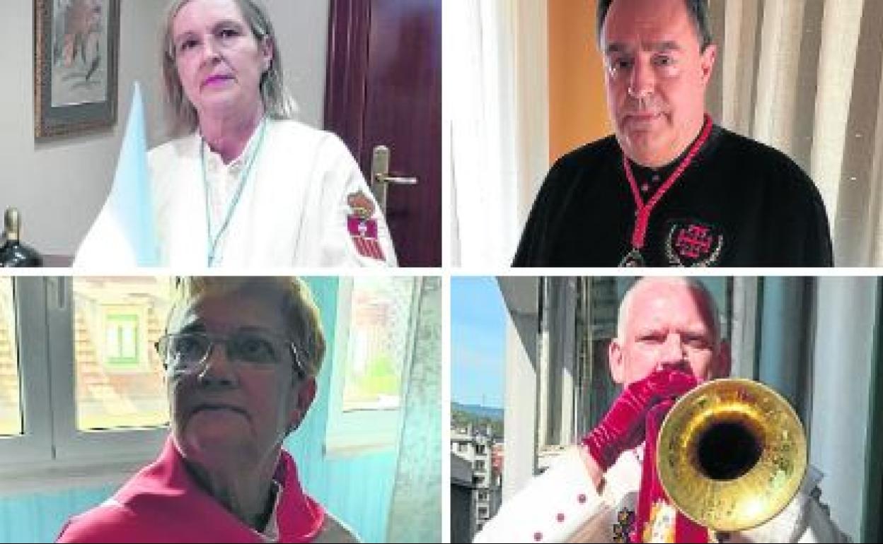 Los cofrades Marian Rucandio, Fernando Ruiz, Elvira Solano y Ramón Mandiola
