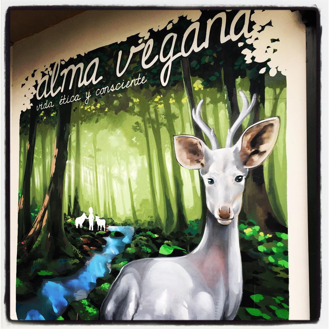 Este curioso ciervo se lleva la atención en la pared de un negocio situado en la calle Jacinto Benavente, en el barrio de Santa Lucía.