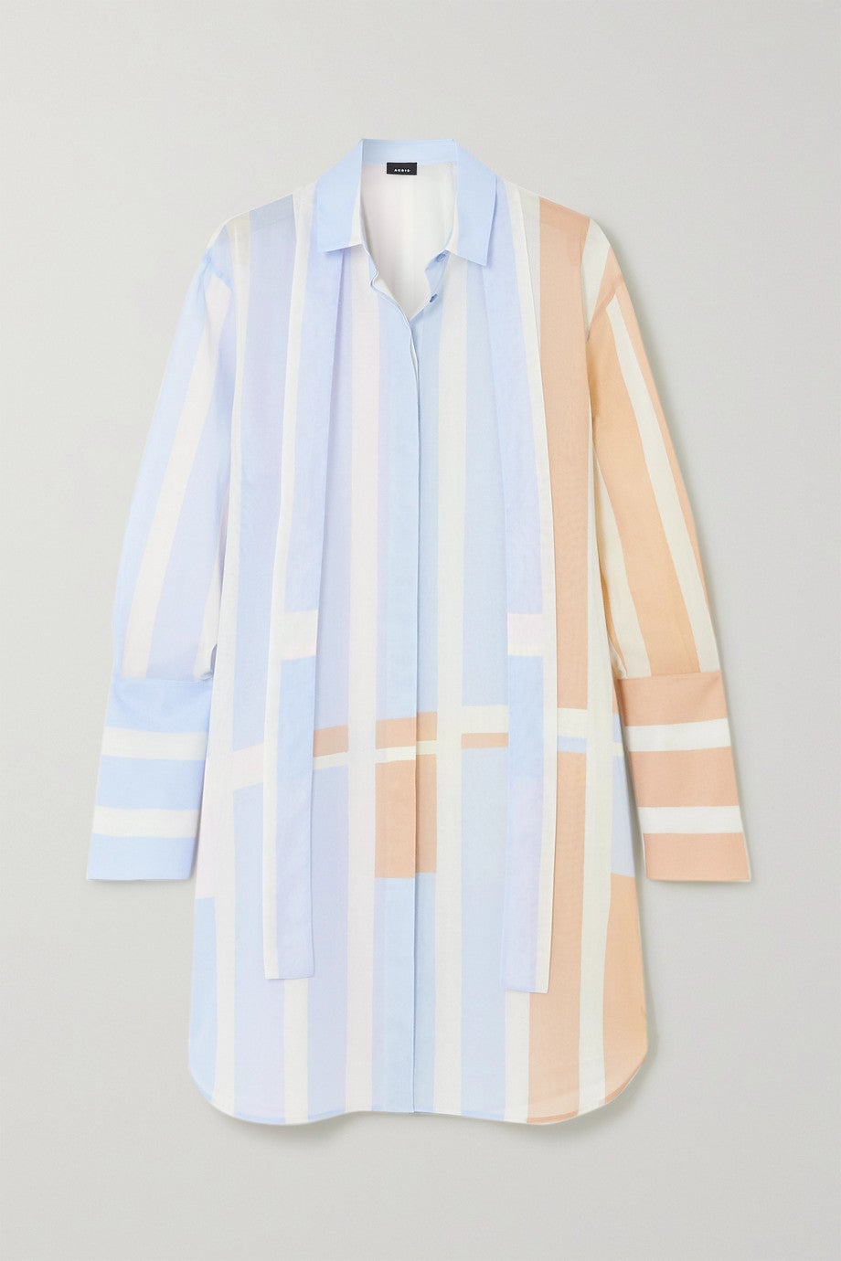 Minivestido de rayas con lazada al cuello, de Akris (950 euros).