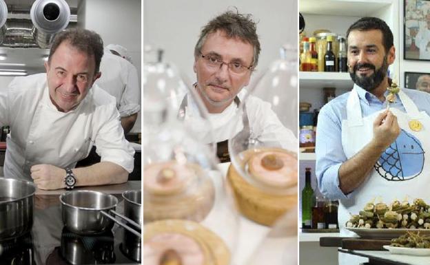 Martín Berasategui, Andoni Luis Aduriz y David de Jorge.