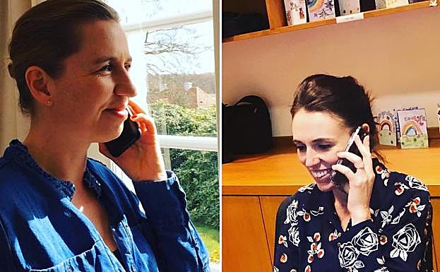 Durante la gestión de la pandemia ha estado en estrecho contacto con la primera ministra danesa, Mette Frederiksen, a la izquierda. 