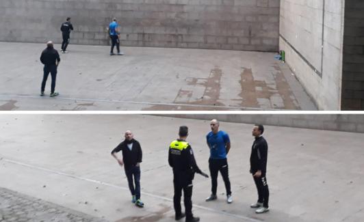 El partido de pelota abortado por la Policía Local en el frontón de Fueros, en Vitoria. 