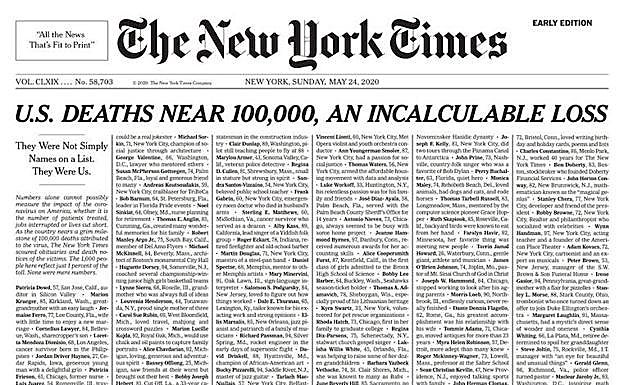 Una parte de la portada del 'New York Times'