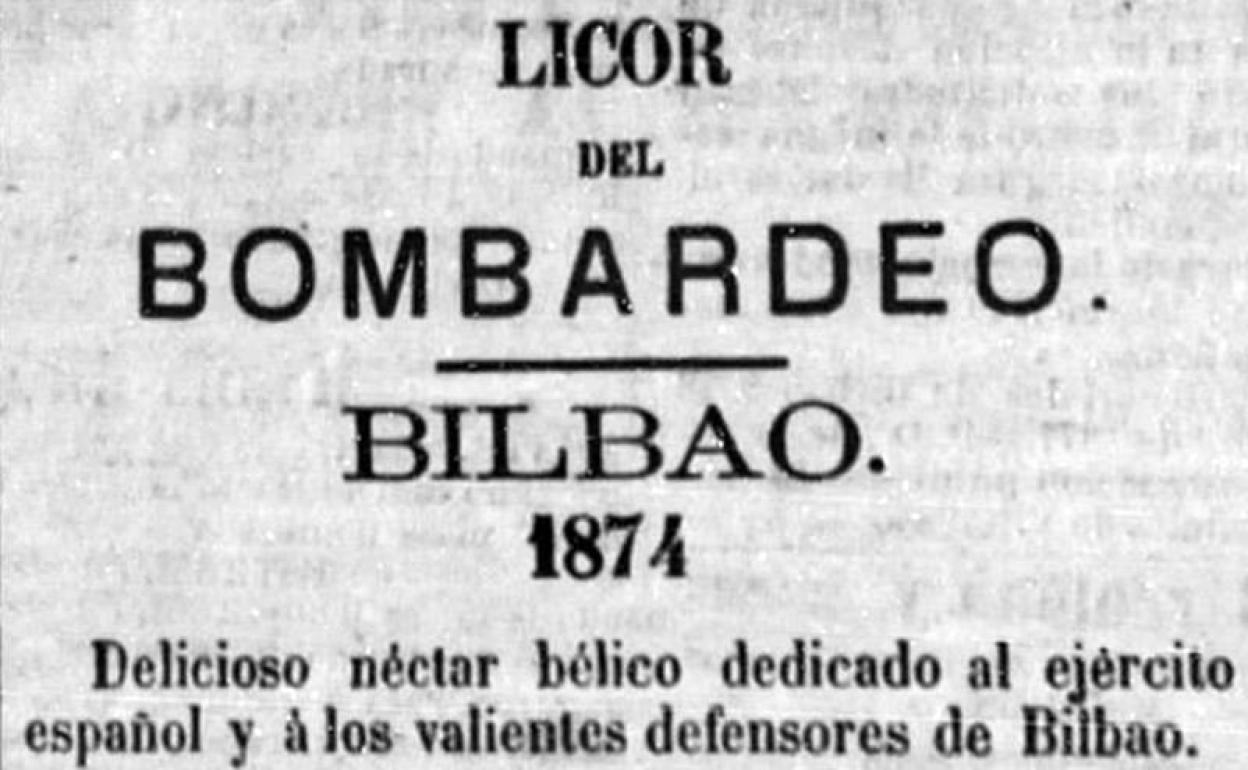 Anuncio del Licor del Bombardeo en 'El Noticiero Bilbaíno', 29 de diciembre de 1877. 