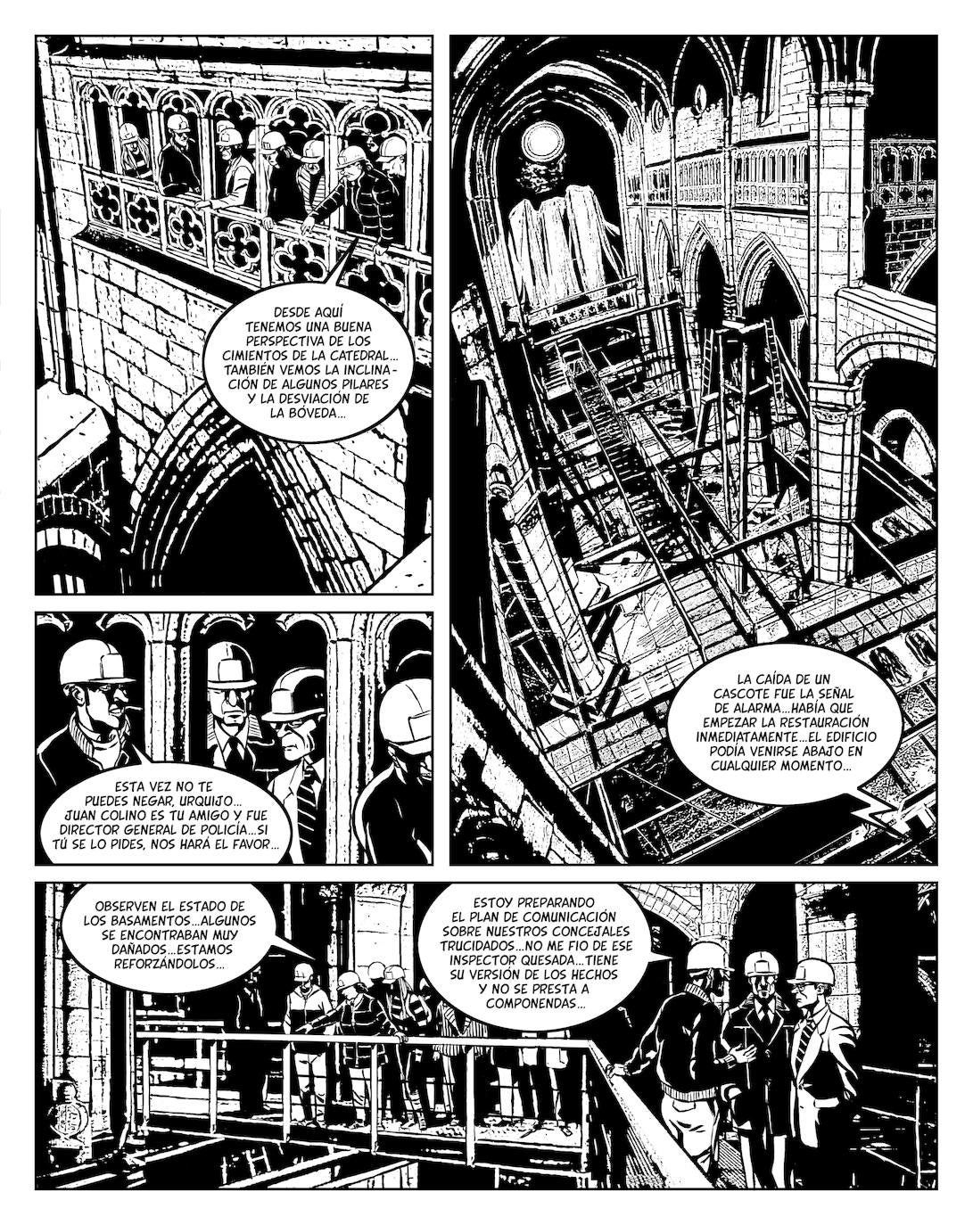 Viñeta de 'Yo, Mentiroso' ambientada en la Catedral Vieja. 