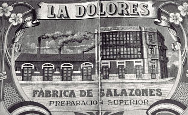 Etiqueta antigua de la fábrica de salazones La Dolores, en Santoña. 