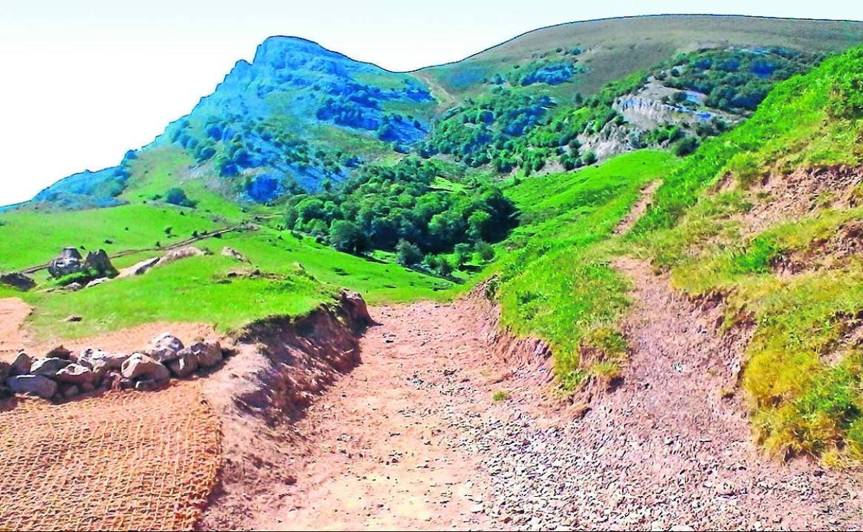 La pista se ha abierto en las campas de Arraba, acceso principal al Gorbea desde Pagomakurre. 