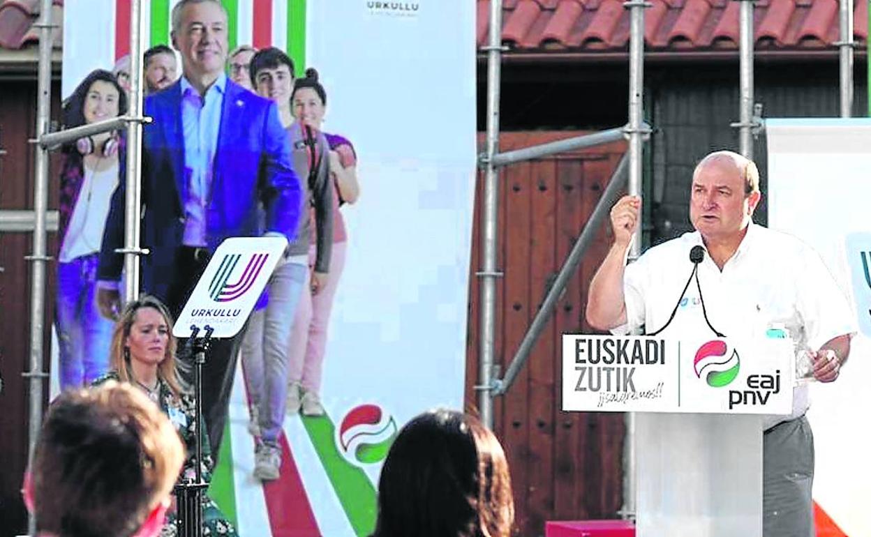 Ortuzar intervino ayer en un mitin en Nanclares de Oca en el que pidió el voto al PNV como freno a Vox en Álava.
