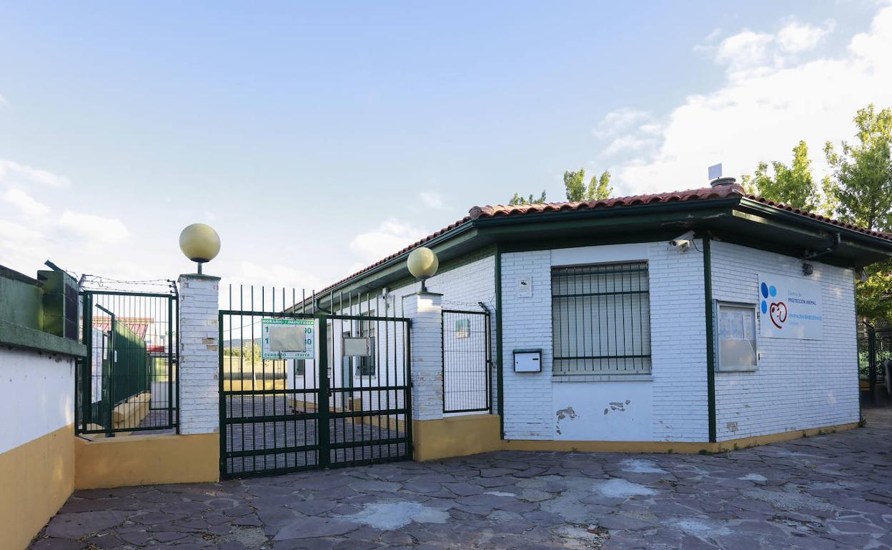 Entrada al servicio de protección de animales de Vitoria, cerca de Armentia. 