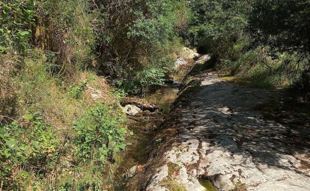 En algunos tramos, el arroyo ha labrado su camino en la roca.