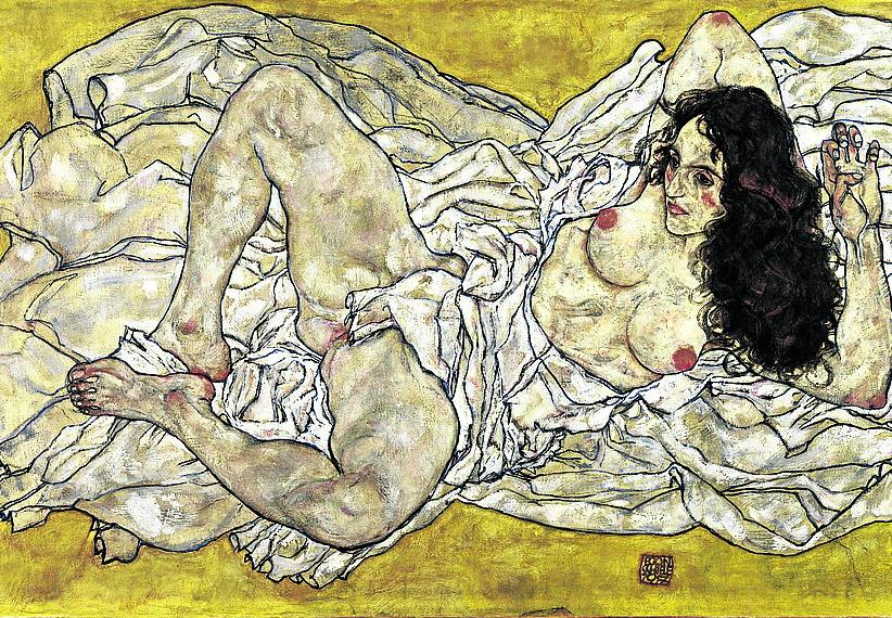 Imagen secundaria 1 - 'El origen del mundo' de Gustave Courbet. 'Mujer tumbada' de Egon Schiele, y 'La santa Virgen María' de Chris Ofili. 