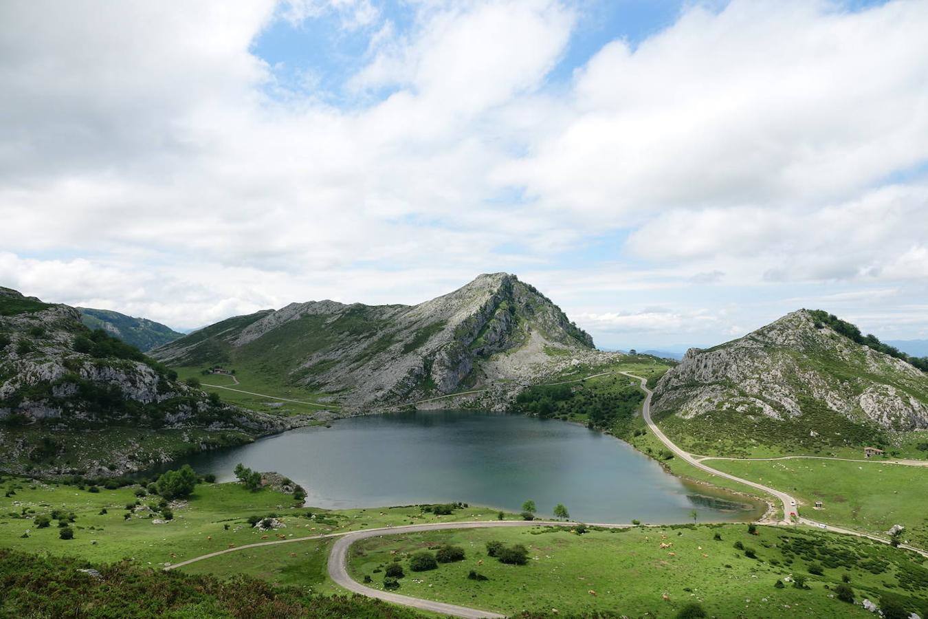 Lagos de Covadonga: Los Lagos de Covadonga, Ercina y Enol, son uno de los lugares con más encanto dentro del parque y uno de los lugares imprescindibles para visitar en Asturias. El origen de ambos lagos es de origen glaciar y se encuentran situados por encima de los mil metros de altitud el en Macizo Occidental de los Picos de Europa. Estos son los encargados de hacer las veces de espejos en medio de un paisaje de cuento. Por esta zona encontrarás también infinidad de rutas, incluyendo muchas de alta montaña. 