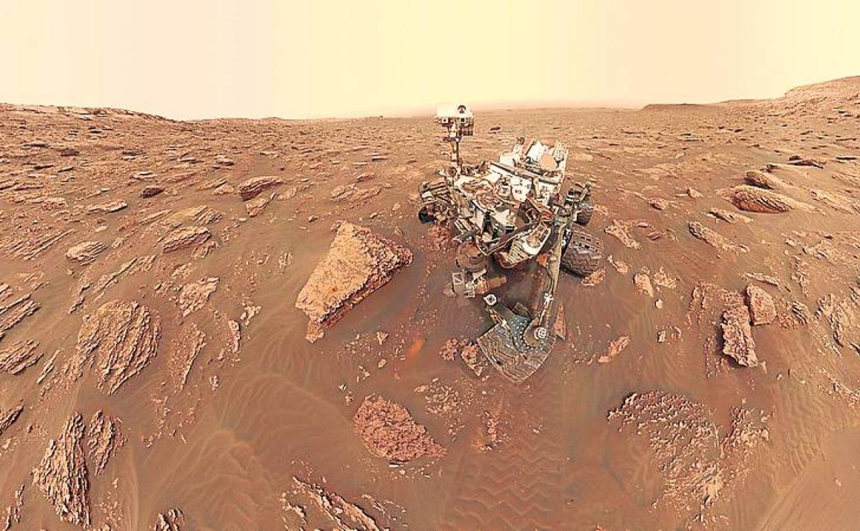 Selfi de 'Curiosity' en medio de una tormenta de polvo.