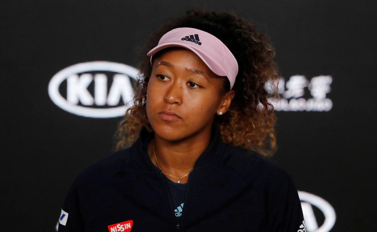 Naomi Osaka en rueda de prensa.