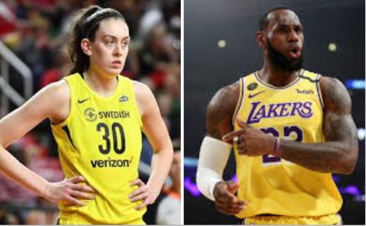 Breanna Stewart eta eta LeBron James.