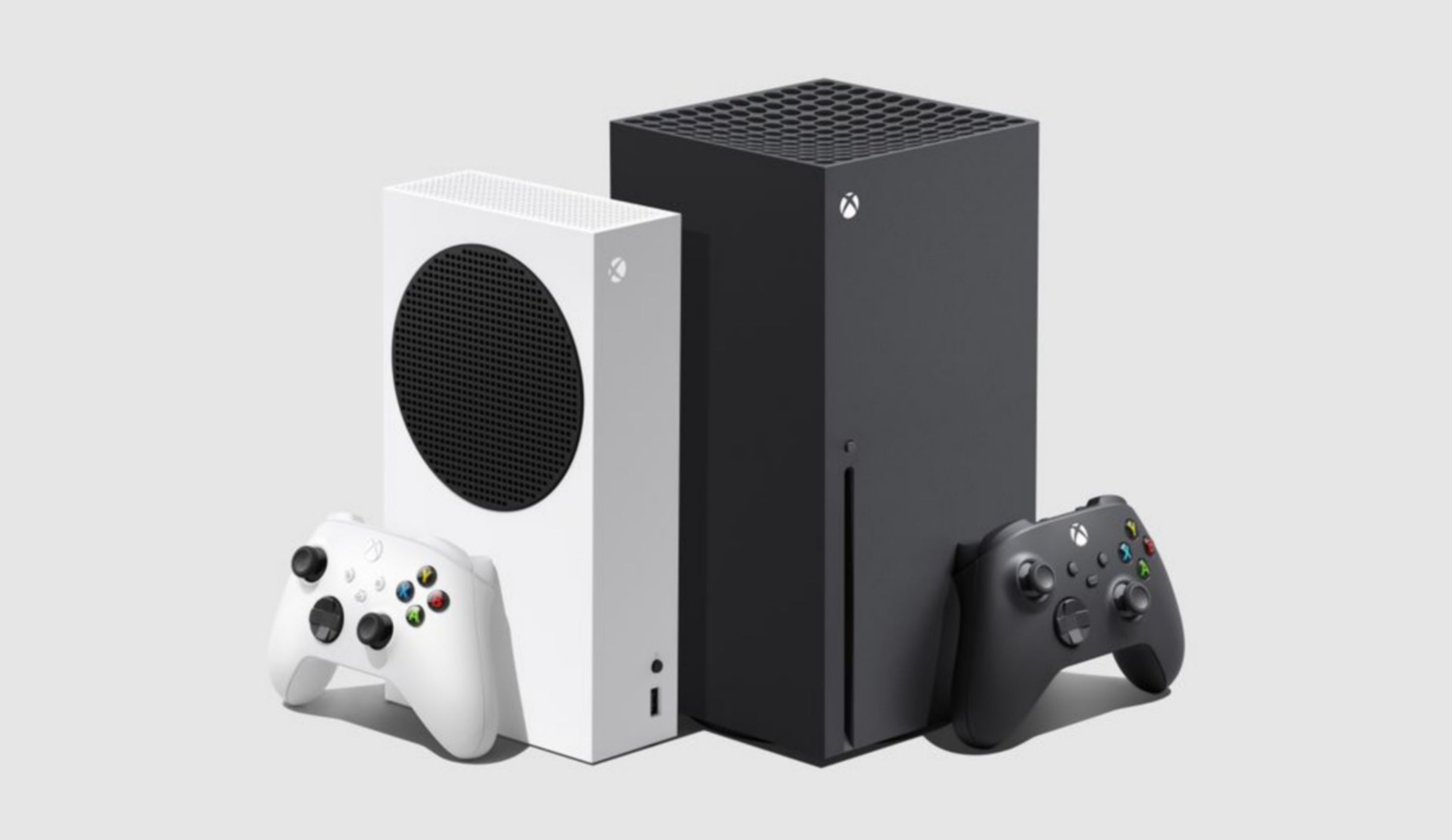 Xbox Series S (sin lector de discos, izquierda) y Xbox Series X (derecha)