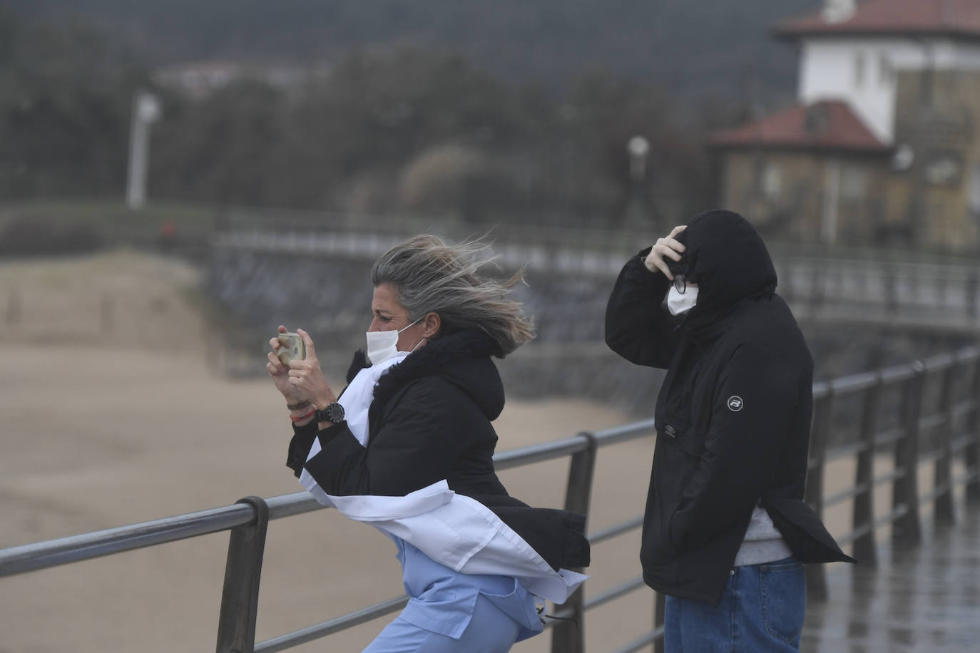 Fuertes rachas de viento en Gorliz.