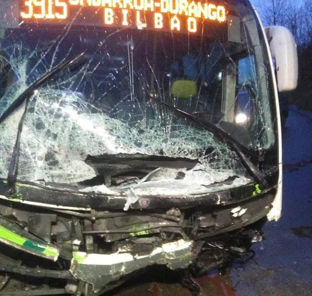 Imagen del Bizkaibus accidentado.