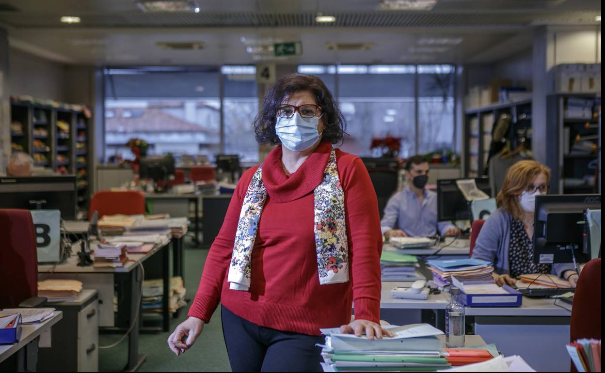 La magistrada González Martín, en el Juzgado de Primera Instancia 4 de Vitoria. 