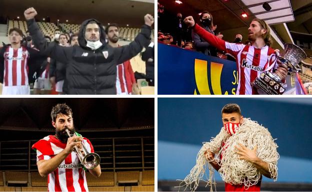 Tensión en la grada, Muniain con la copa, la trompeta de Villalibre... Así lo celebró el equipo