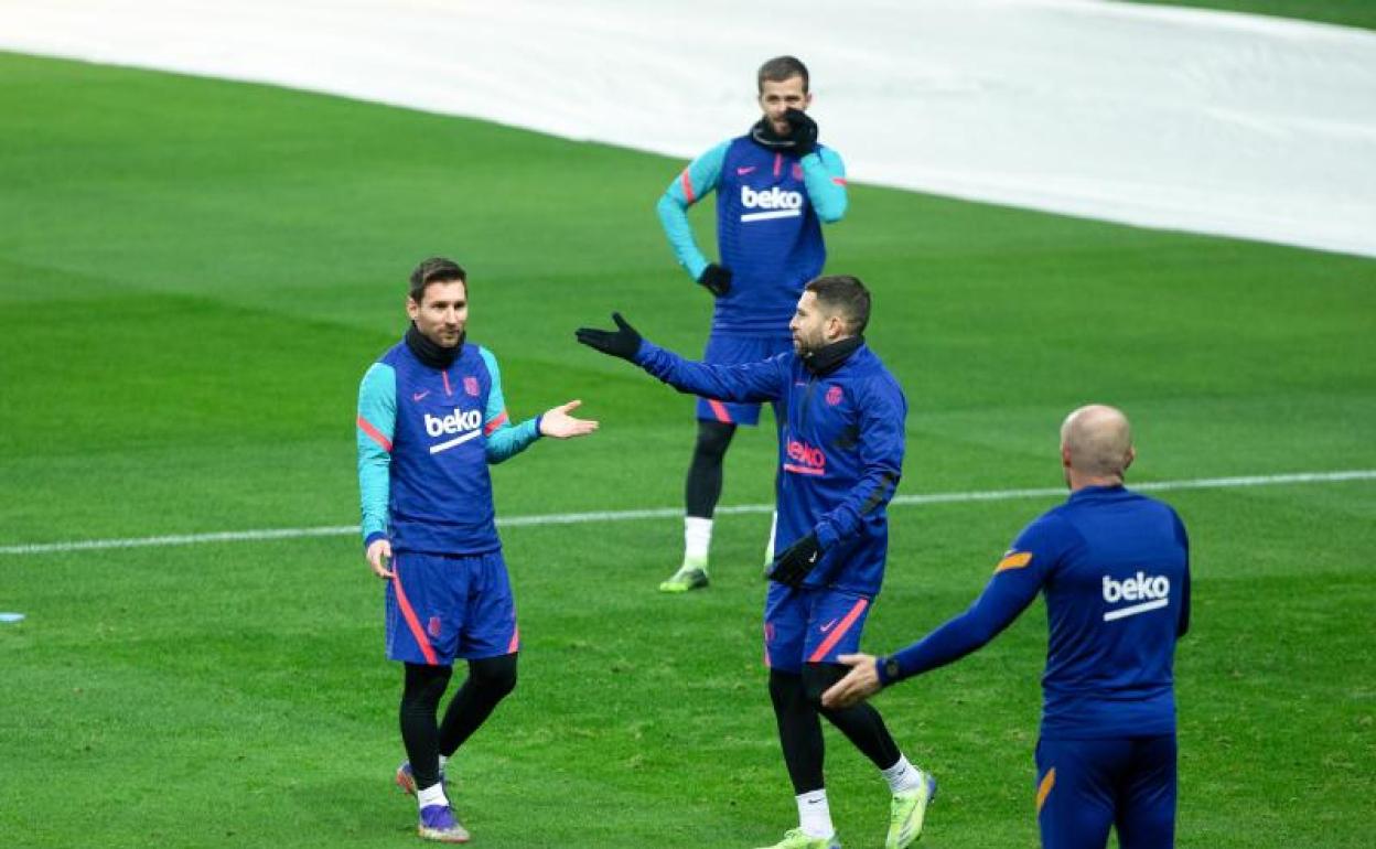 Messi, durante el entrenamiento de este sábado.