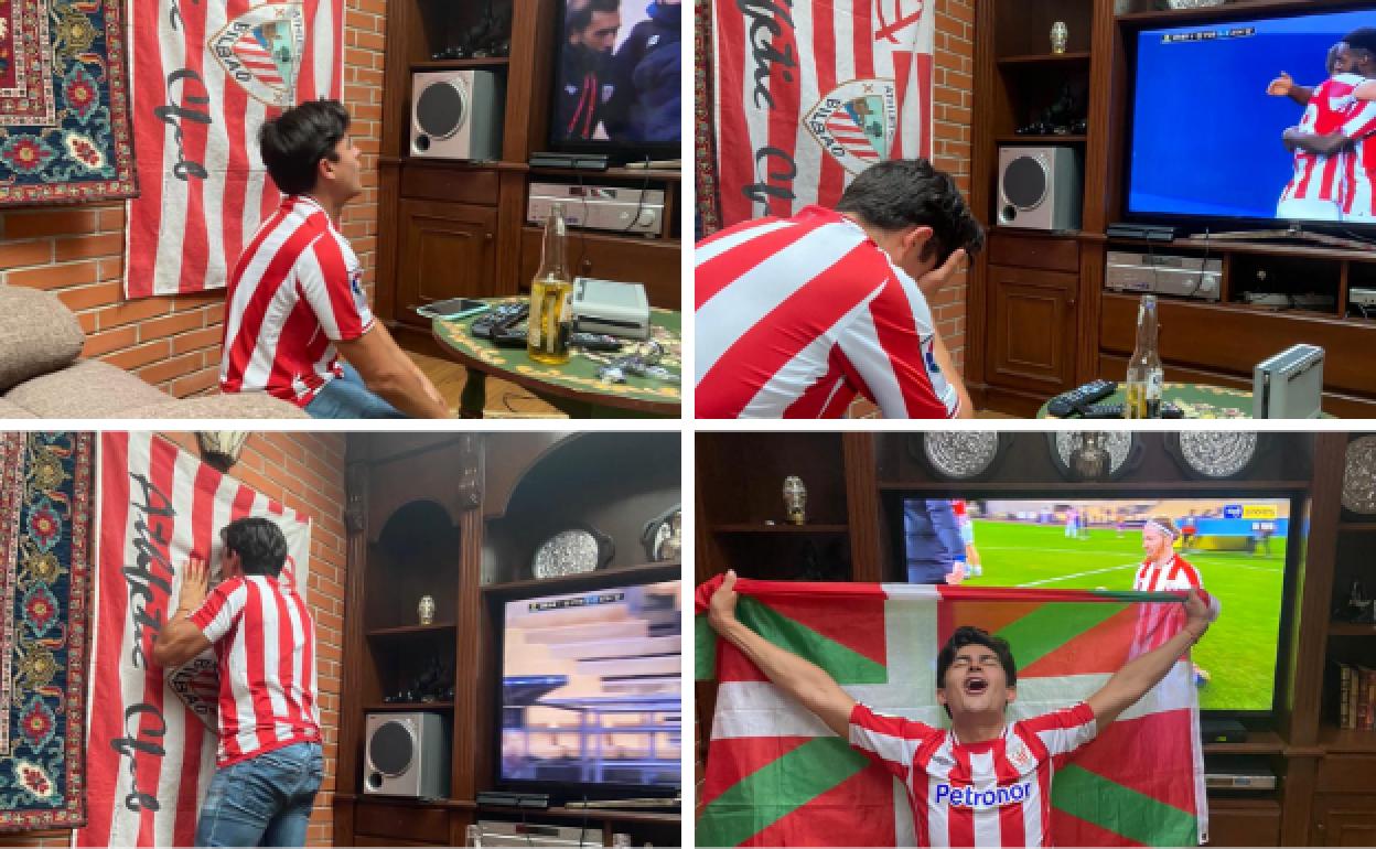 El joven vivió con pasión el partido de la final de la Supercopa.