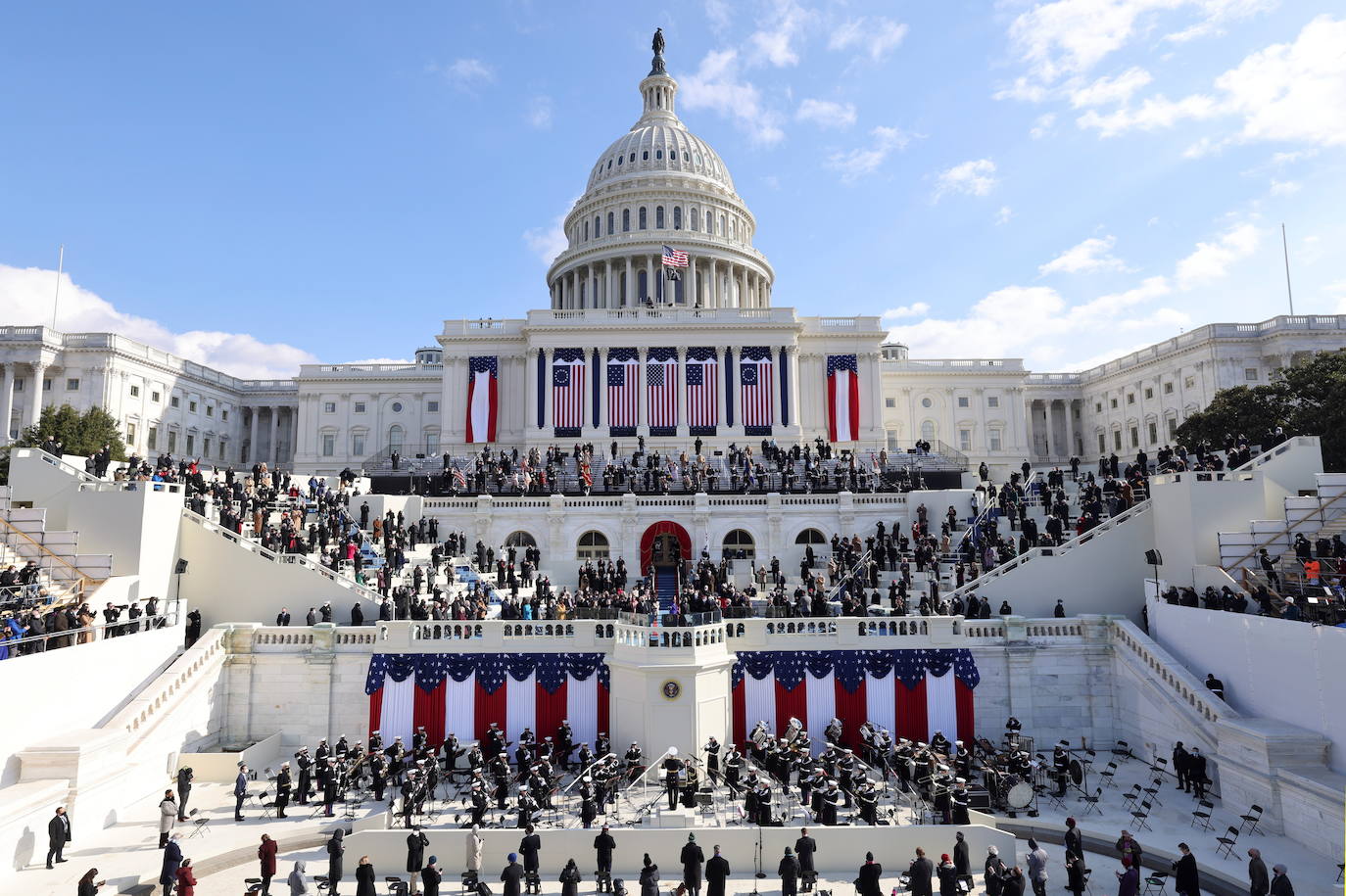 Una vista general del Capitolio durante la toma de posesión de Joe Biden como el 46 ° presidente de los Estados Unidos.