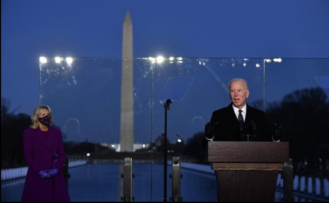 Biden, en el Monumento a Lincoln, en Washington.