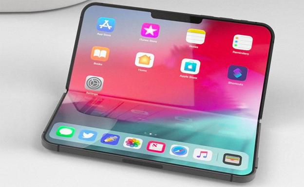 Concepto de un iPhone con pantalla plegable