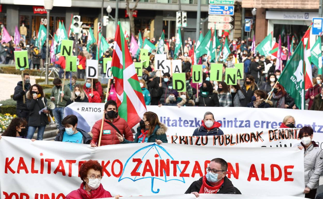 La manifestación, por la Gran Vía. 