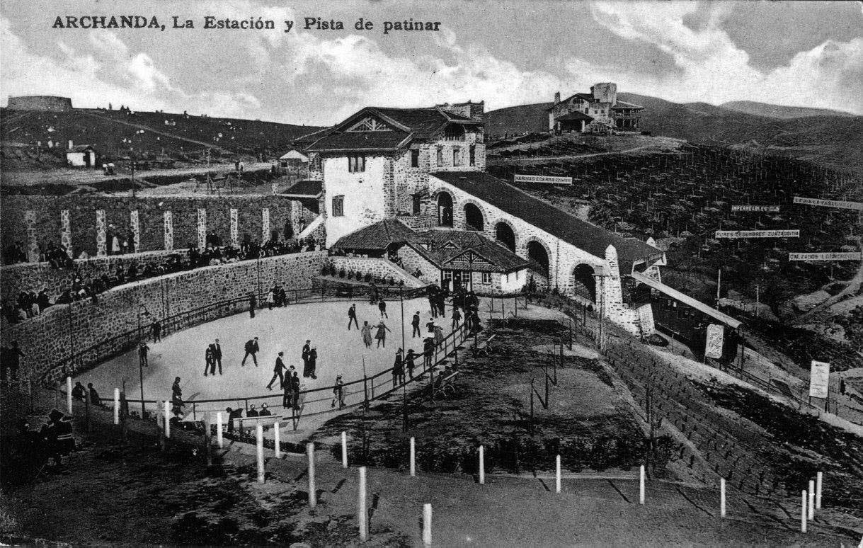 Así era la pista de patinaje en Artxanda en 1915.