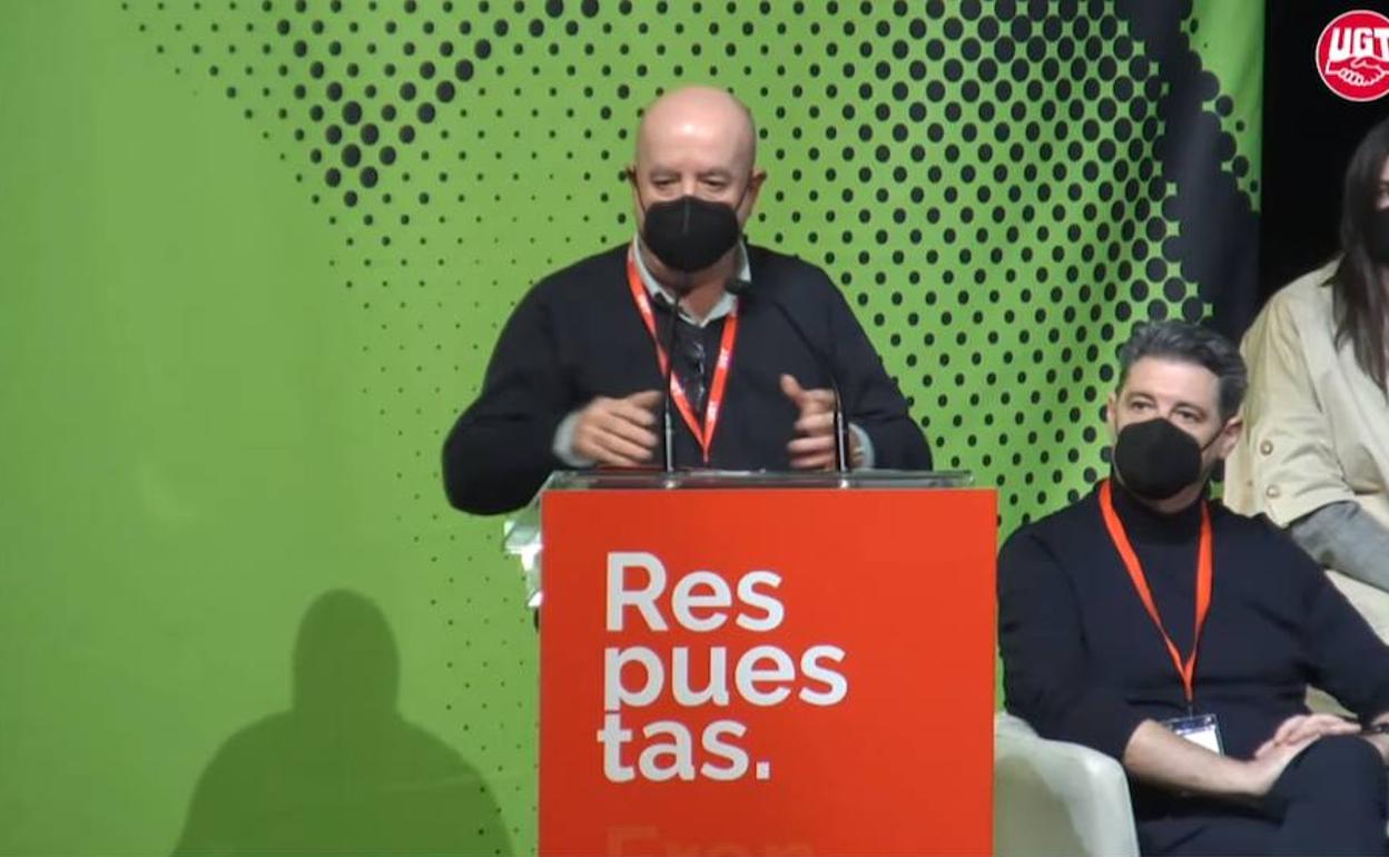 Raúl Arza durante su discurso de clausura del XII Congreso de UGT-Euskadi.