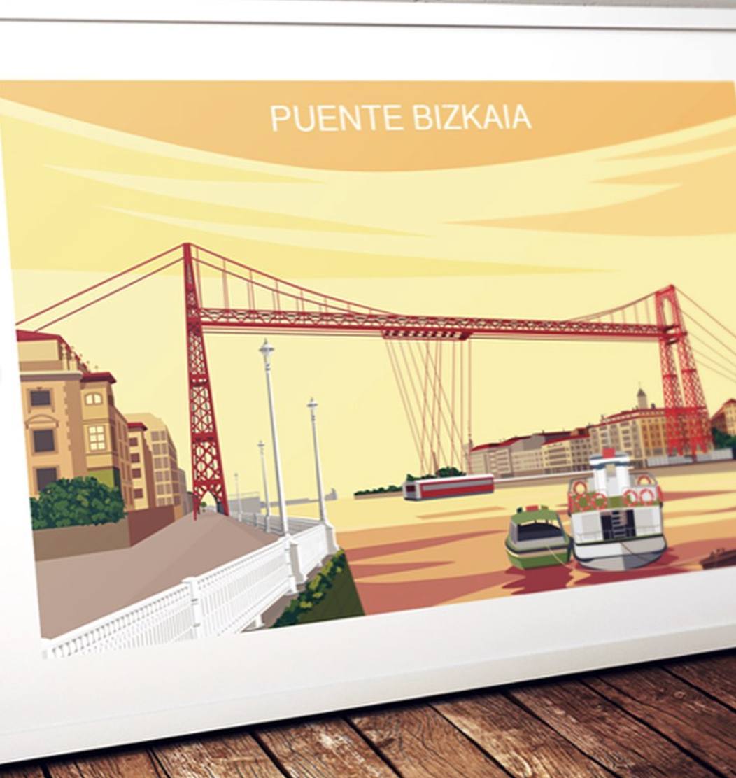 ¿Cuál es vuestro rincón favorito de Bizkaia? Puede que sea el Puente Colgante. Ahora 'From The Basque Country' hace posible que puedas colgar de su salón esa estampa especial. La lámina cuesta 12,72 euros.