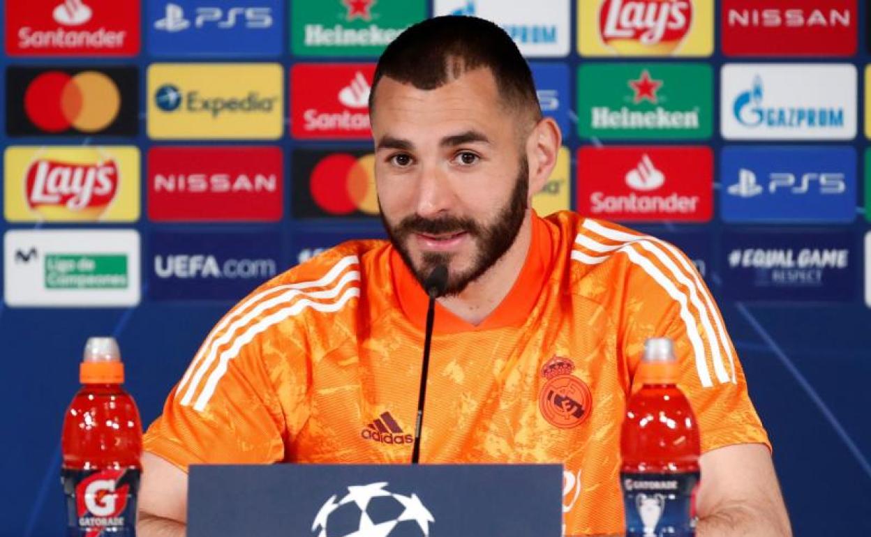 Karim Benzema, durante la rueda de prensa. 