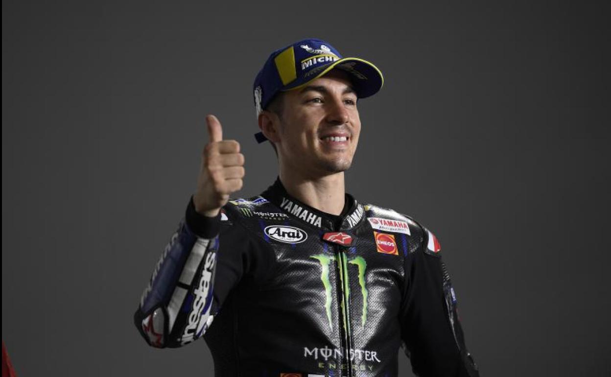 Maverick Viñales celebra su victoria en el GP de Catar. 