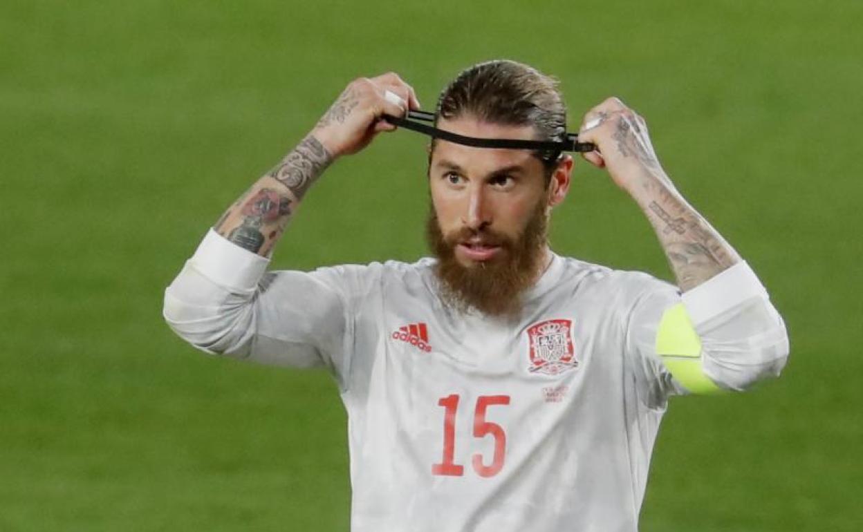 Sergio Ramos, en el reciente partido de España ante Grecia. 