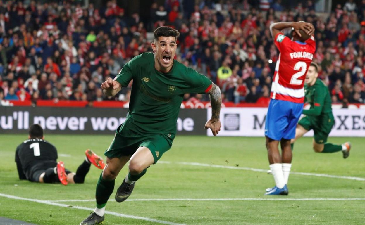 Yuri celebra el gol contra el Granada que ha clasificado al Athletic para la final de Copa. 